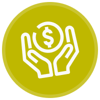 Icon illustration of hands holding a coin