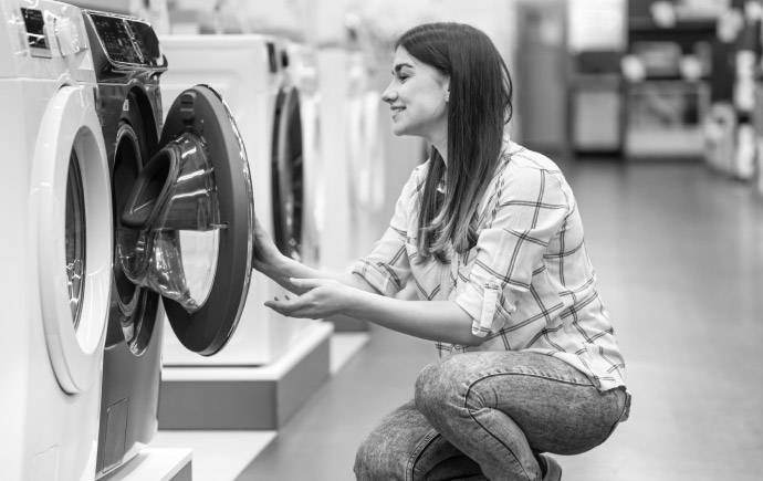 person using washer