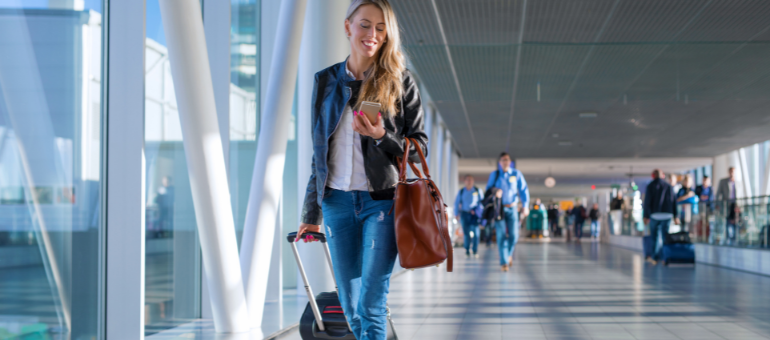 young woman in airport