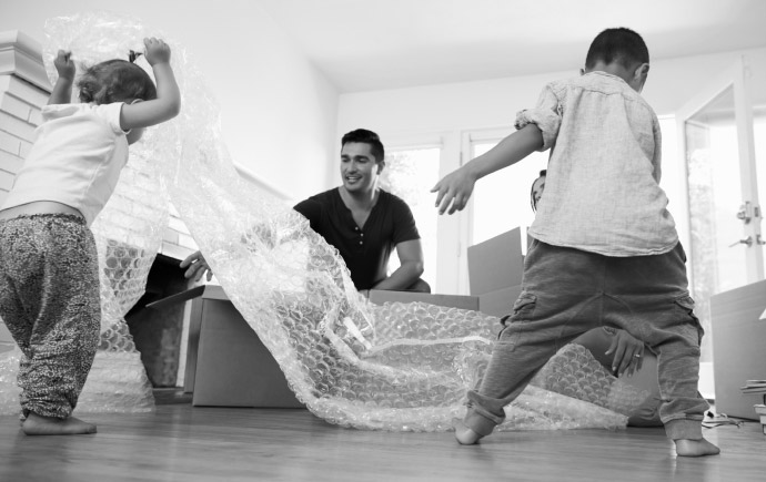 family playing inside